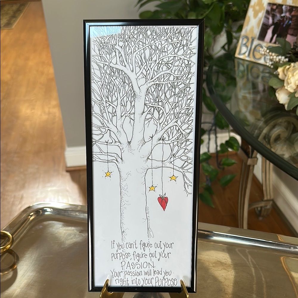 Framed Tree Art with Heart and Stars by John A. DeAmicis famous cartoonist